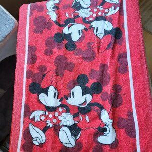 Disney Mickey Mouse & Minnie Bath Hand Towel Red Love Romance Cotton Jerry Leigh